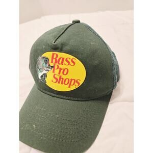 Bass Pro Shops Green OS Trucker Hat Mesh Back Snapback Outdoor Fishing Travel